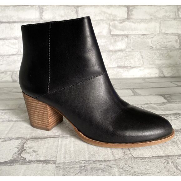 Madewell The Rosie Heeled Side Zipper Ankle Boot in Leather Sz 8.5 - Picture 2 of 10